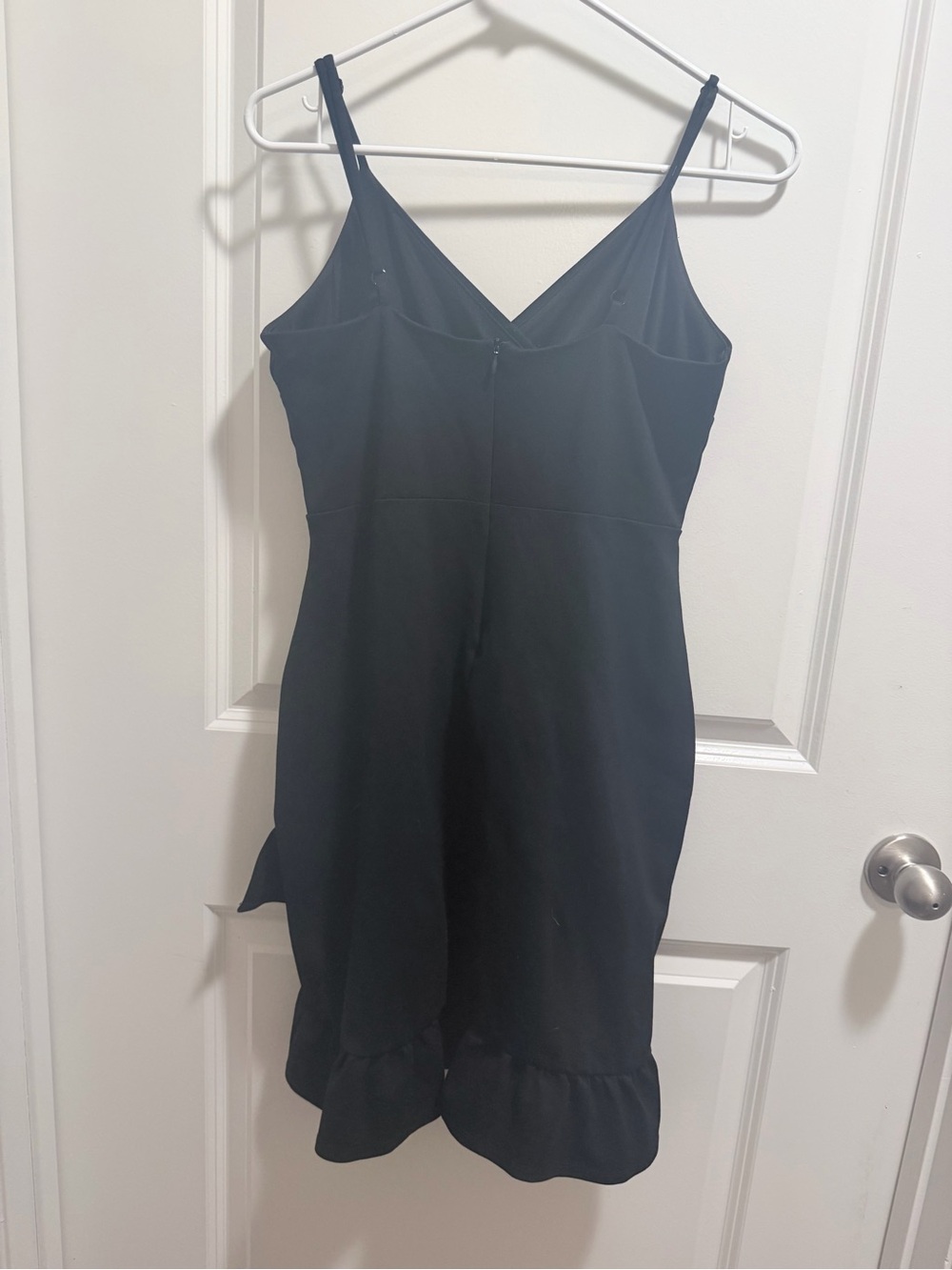 👄 Lulu's Black Ruffle Slip Mini Dress - Picture 4 of 5